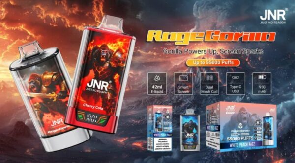 Oplus_16908288 JNR Rage Gorilla 55k puffs Disposable E Cigarettes vape 2% 20 Flavors 55000 puffs