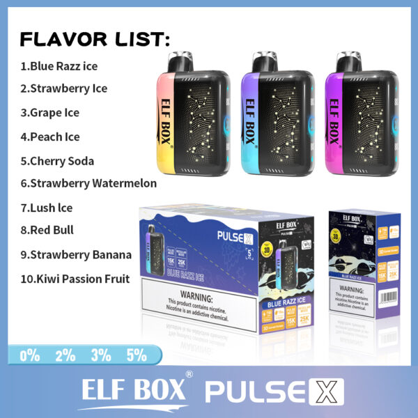 02 ELF BOX PULSE X 25K puffs Disposable E Cigarettes vape 18ml 25000 puffs