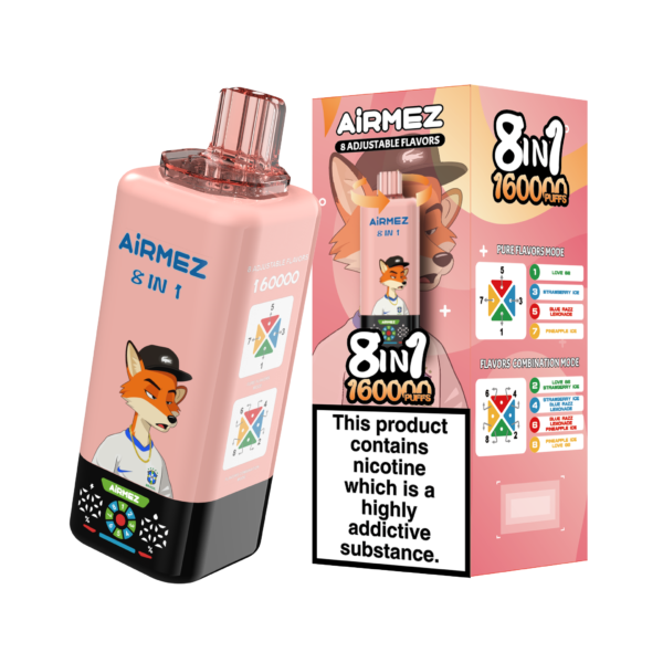 06e26e026b60cc2962277ef620e35485 Airmez FOX 160K 8IN1 puffs Disposable E Cigarettes vape 650mah 15ML*4 of E-liquid 160000 puff
