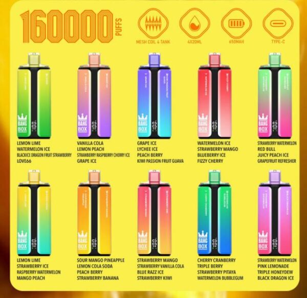 0b9d928bccc5ee6659a8c9f169d200c2 Bang Box 160K 4in1 puffs Disposable E 20ml*4 Cigarettes vape 160000 puffs
