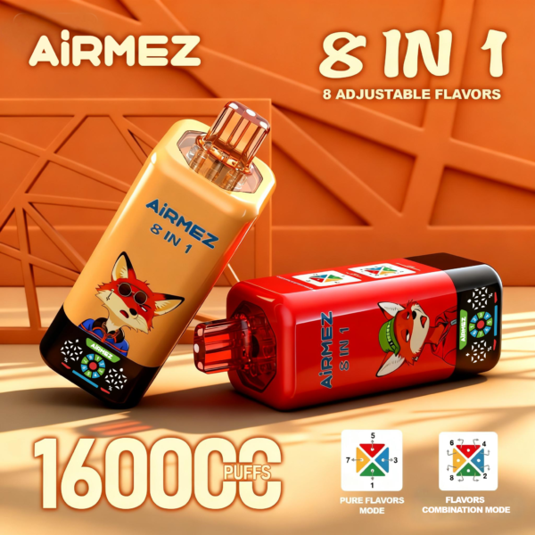 11669cd67d7f8aa175d7c9aff5e16cee Airmez FOX 160K 8IN1 puffs Disposable E Cigarettes vape 650mah 15ML*4 of E-liquid 160000 puff
