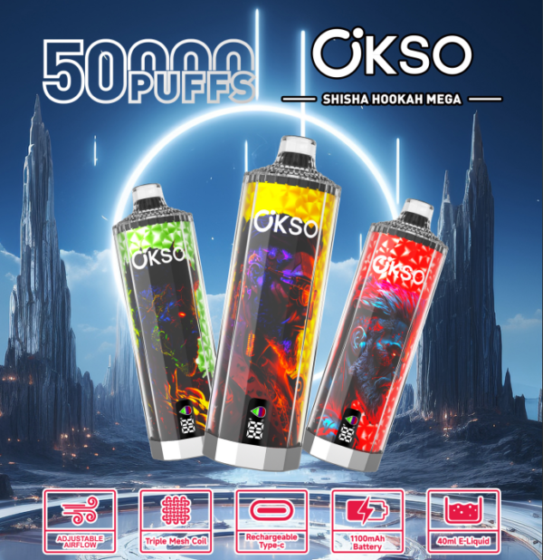 1748840002357 OKSO shisha hookah mega 50k puffs Disposable E Cigarettes vape 40ml 1100mah 50000 puffs