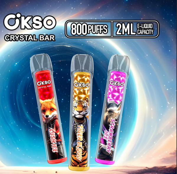 1748845608506 OKSO Crystal bar 800 puffs Disposable E Cigarettes vape 2ml 400mah 8K Puffs