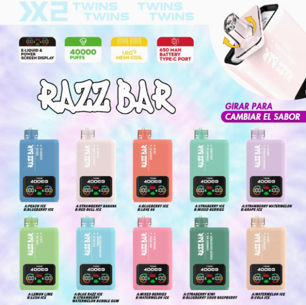 1752303191138 Razz Bar 40000 puffs Double flavors Disposable E Cigarettes vape 2% 5% 650mah 40K puffs