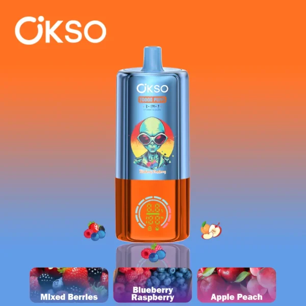 24hvape-okso-3-in-1-70000-70k-puffs-blueberry-raspberrymixed-berriesapple-peach.jpg OKSO 3in1 70k Puffs Ship from Eu warehouse Disposable E Cigarettes vape 16ml*3 650mah 70000 Puffs