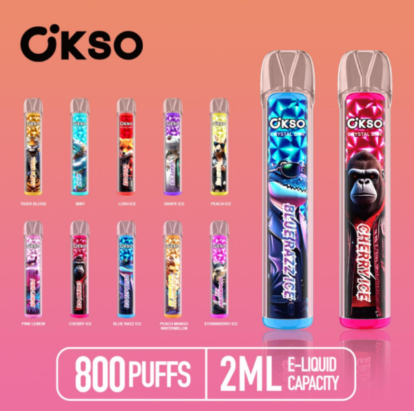 9273677f914bfc7808db73a04a0535d OKSO Crystal bar 800 puffs Disposable E Cigarettes vape 2ml 400mah 8K Puffs