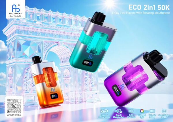 Fumot Eco 50K puffs 2in1 Disposable E Cigarettes vape 2% 12+12ml 1100mah 50000 puffs