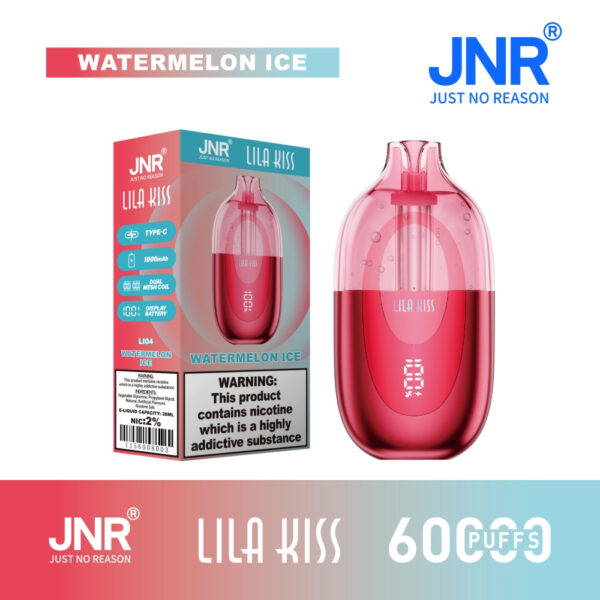 JNRLilaKissWatermelonIce-135254c7c8 JNR Lila Kiss 60K puffs Disposable E Cigarettes vape 2% 24ml 60000 puffs