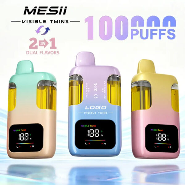Mesii-100k-Puffs-Visible-Twins-Dual-Flavors-Crystal-Disposable-Vape-Free-Shipping-1 Mesii Visible Twins 100K 2in1 puffs Disposable E 30ml Cigarettes vape 100000 puffs