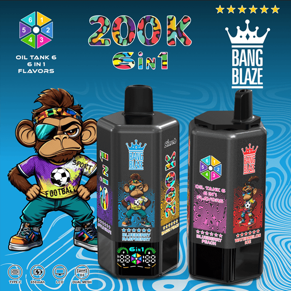 bang-blaze-200k-watermelon-ice-apple-grape-blueberry-raspberry-mango-peach-pineapple-orange-blueberr Bang Blaze 200K 6IN1 puffs Disposable E Cigarettes vape 200000 puffs