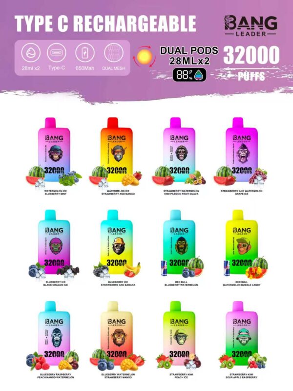 c721e031ce94a19537790f0fbe780db Bang Leader 32K puffs Disposable E Double Flavors Cigarettes vape 32000 puff