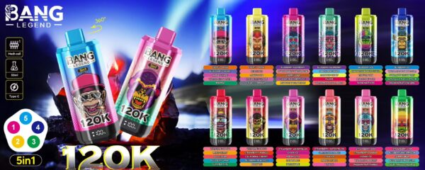 ea2b718b0bc50fb88ed1dd72f772021 Bang Legend 120K 5in1 puffs Disposable E 40ml Cigarettes vape 120000 puffs