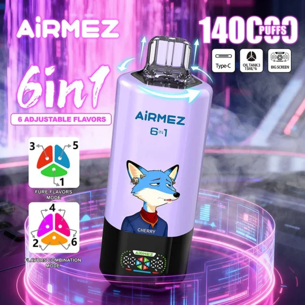 eu-warehouse-airmez-fox-6-in-1-140k-puffs-disposable-vape-wholesale-7290734_1000x Airmez FOX 140K 6IN1 puffs Disposable E Cigarettes vape 650mah 15ML*3 of E-liquid 140000 puff