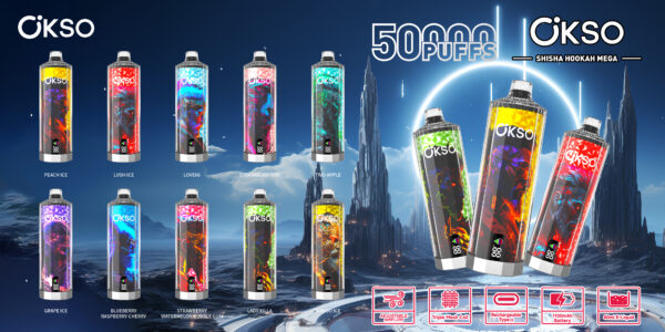 大图01 OKSO shisha hookah mega 50k puffs Disposable E Cigarettes vape 40ml 1100mah 50000 puffs